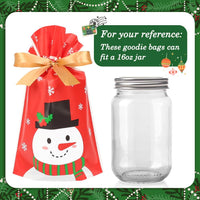 HRX Package 50pcs Christmas Treat Bags Drawstring 5.8x9x2.4inch Holiday Goodie Bags Small Christmas Gift Bags for Candy Cookie gift giving